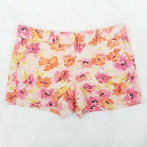 Ann Taylor LOFT Floral Shorts Linen Cotton Blend